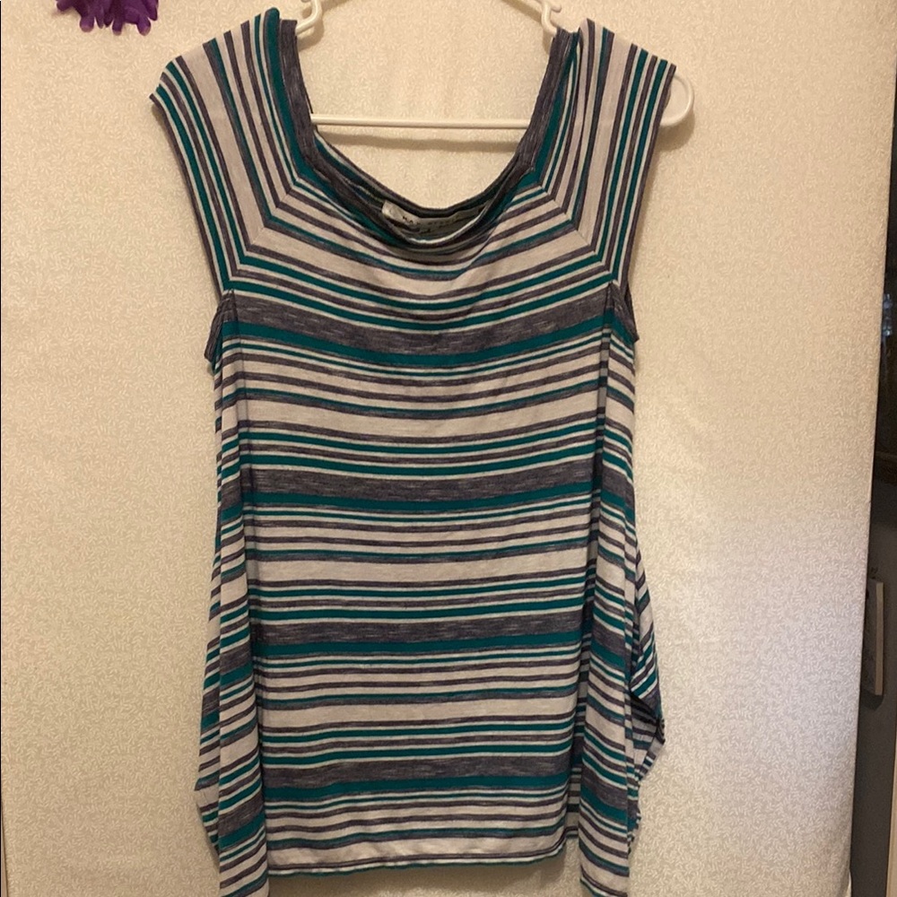 Max Studio Blue and Black Boxy Tank Top